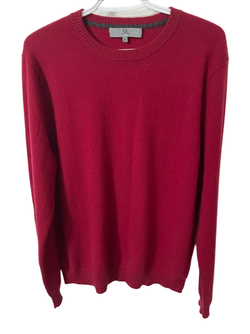 Qi New York Cashmere Crewneck Red Sweater Size Medium